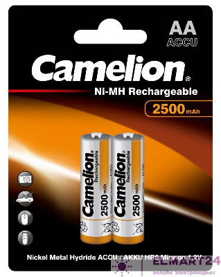 Аккумулятор AA/R6 NI-MN 2500мА.ч BP-2 металлик (блист.2шт) Camelion 6107