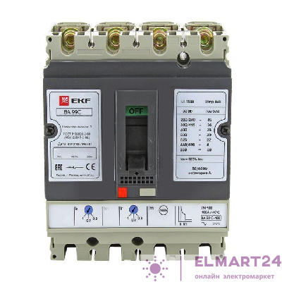 Выключатель автоматический 4п (3P+N) 100/63А 36кА ВА-99C Compact NS PROxima EKF mccb99C-100-63+N