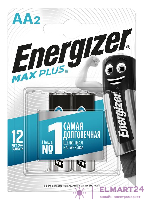 Элемент питания алкалиновый Max Plus LR6/316 BL2 (блист.2шт) Energizer E301323102