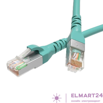 Патч-корд экранированный CAT6A S/FTP 4х2 LSZH 7м  бирюз. DKC RN6ASF4570AQ