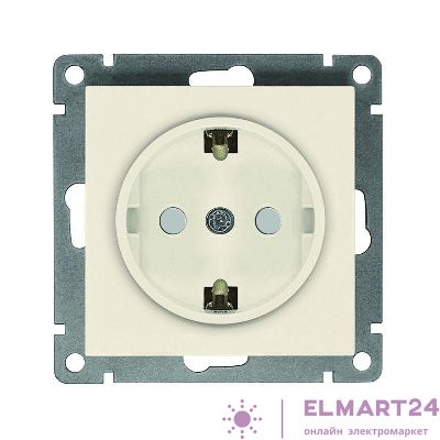 Розетка 1-м СП Афина 16А IP20 с заземл. защ. шторки механизм сл. кость (ivory) Universal A0049-I