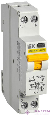Выключатель автоматический дифференциального тока С 10А 30мА АВДТ32МL KARAT IEK MVD12-1-010-C-030