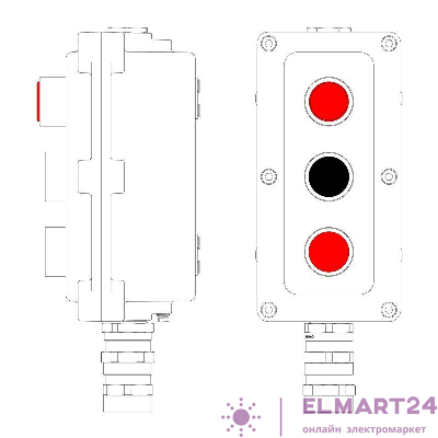 Пост управления взрывонепроницаемый из алюминия LCSD-03-B-MB-L1R(220)x1-P1B(11)x1-P1R(11)x1-PBMB-KA2MHK DKC LCSD21000109