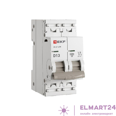 Выключатель автоматический 2п D 13А 4.5кА ВА 47-63N PROxima EKF M634213D