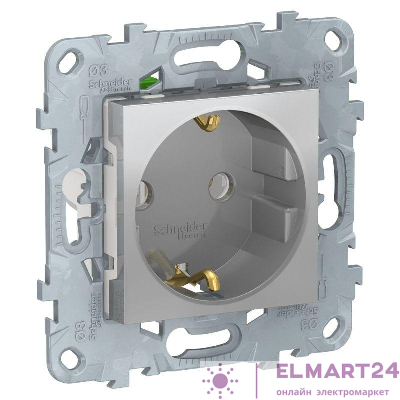 Механизм розетки UNICA NEW без защ. шторок с заземл. с быстрозажим. клеммами алюм. SchE NU505630