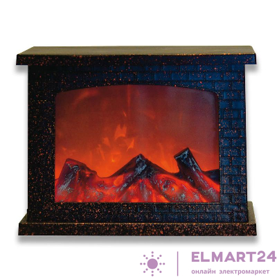 Фонарь LED "Камин" ULD-L2821-005/DNB/RED BROWN FIREPLACE 3АА (не в/к) 28х21см 5 диодов эффект пламени корпус корич. Uniel UL-00007291