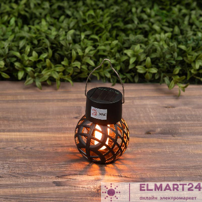 Светильник светодиодный садовый ERASF22-36 "Лампочка орнамент" 7см уличный подвесной на солнечн. батарее ЭРА Б0053385