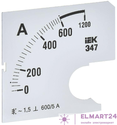 Шкала сменная для амперметра Э47 600/5А-1.5 72х72мм IEK IPA10D-SC-0600