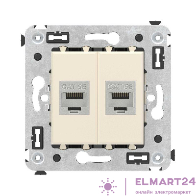 Розетка компьютерная 2-м СП Avanti "Ванильная дымка" RJ45 кат.5E без шторок экранир. механизм DKC 4405764