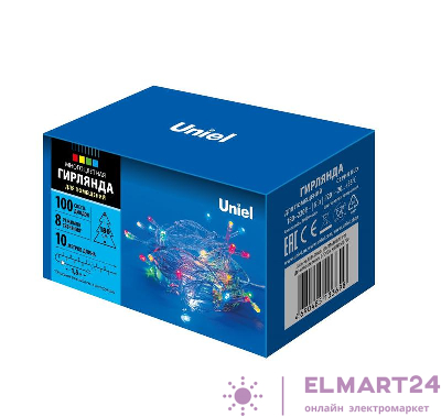 Гирлянда LED ULD-S1000-100/DTA MULTI IP20 10м. 100 диодов разноцвет. свет провод прозр. Uniel UL-00007199