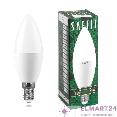 Лампа светодиодная SAFFIT SBC3715 Свеча E14 15W 4000K 55204