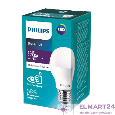 Лампа светодиодная ESS LEDBulb 9Вт E27 4000К 230В 1CT/12 RCA Philips 929001962887 / 871869961618200