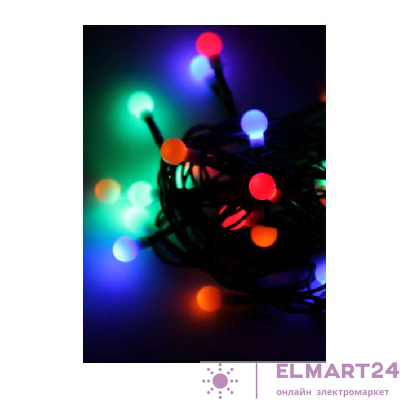 Гирлянда декоративная "Маленькие шарики cherry" 30LED 4.4м (2.9+1.5м) зел. провод IP20 мультиколор Космос KOC_GIR30LEDBALL_RGB