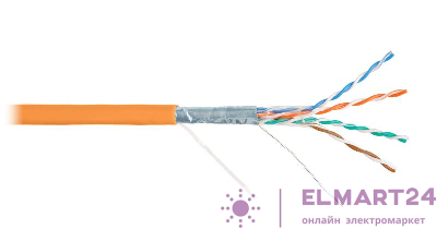 Кабель витая пара F/UTP кат.5E 4х2х24AWG solid LSZH оранж. (уп.305м) NIKOLAN NKL 2200C-OR