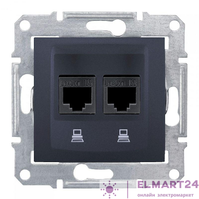 Розетка компьютерная 2-м СП Sedna RJ45 CAT.5E графит SchE SDN4400170