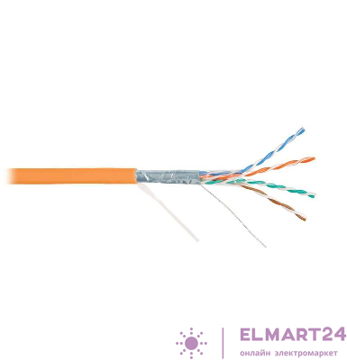 Кабель F/UTP 4 пары кат.5e (класс D) тест по ISO/IEC 100МГц ож BC (чистая медь) 24AWG (0.50мм) внутр. LSZH нг(А)-HFLTx оран. (уп.305м) NIKOLAN NKL 4200C-OR