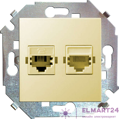 Механизм розетки комп. СП Simon15 2мод. RJ45 + RJ45 сл. кость Simon 1591593-031