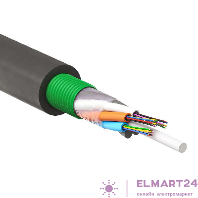 Кабель волоконно-оптический модульный бронированный стальной гофрированной лентой для прокладки в канализаци нг(А)-HF 24 ОВ категория OS2 (G.652.D) 27кН DKC RNCTMT9C2401