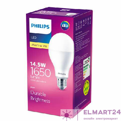 Лампа светодиодная LEDBulb 14.5W E27 3000К 230В A67 Philips 929002003849