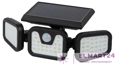 Светильник светодиодный ERAFS012-05 74LED 28.2х13х10.5см фасадный на солнечн. батарее с датчиком движения ЭРА Б0057601