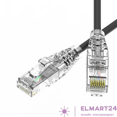 Патч-корд неэкранированный SLIM CAT6 U/UTP 4х2 28 AWG LSZH 3м черн. DKC RN6UU4530BK-28