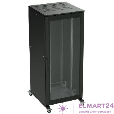 Шкаф напольный 42U 600х600 двери стекло/сплошная укомплектован вводом и заглушками RAL9005 DKC R5IT4266GSB