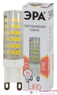 Лампа светодиодная JCD-7w-220V-corn ceramics-827-G9 560лм ЭРА Б0027865