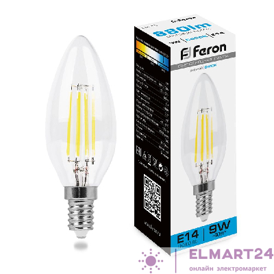 Лампа светодиодная Feron LB-73 Свеча E14 9W 6400K 38229