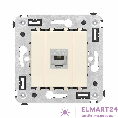 Розетка компьютерная 1-м СП Avanti "Ванильная дымка" RJ45 кат.6A без шторок экранир. механизм DKC 4405773