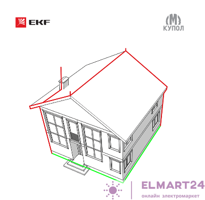 Комплект молниезащиты частного дома габ. 8х8м PROxima EKF lp-8x8