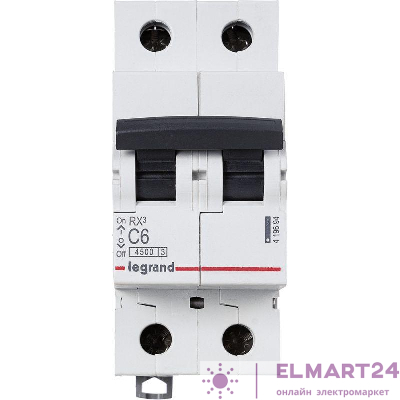 Выключатель автоматический модульный 2п C 6А 4.5кА RX3 Leg 419694