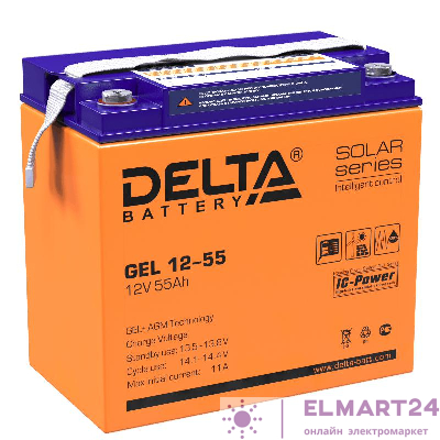 Аккумулятор GEL 12В 55А.ч Delta GEL 12-55