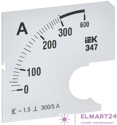 Шкала сменная для амперметра Э47 300/5А-1.5 72х72мм IEK IPA10D-SC-0300