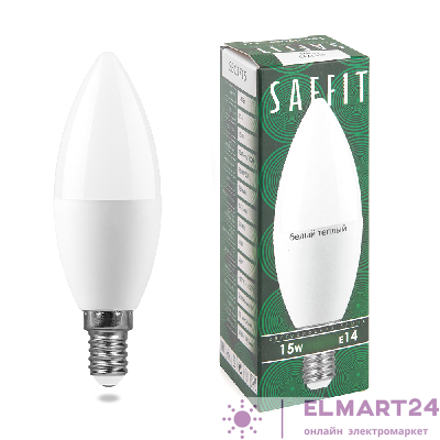 Лампа светодиодная SAFFIT SBC3715 Свеча E14 15W 2700K 55203