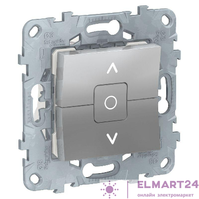 Механизм выключателя жалюзи 2-кл. 2мод. СП Unica New 6А IP21 (сх. 4) с фиксацией алюм. SchE NU520830