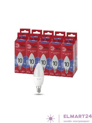 Лампа светодиодная RED LINE LED B35-10W-865-E14 R 10Вт B35 свеча 6500К холод. бел. E14 Эра Б0045337