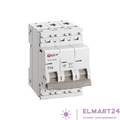 Выключатель автоматический 3п D 16А 6кА ВА 47-63N MA без теплового расцеп. PROxima EKF M63MA6316D
