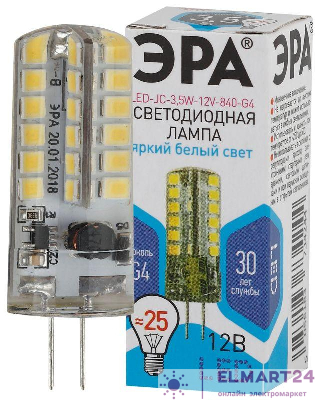 Лампа светодиодная LED-JC-3.5W-12V-840-G4 280лм ЭРА Б0033196