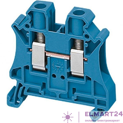 Клеммник винт. проходной 6кв.мм 2 точки подкл. син. SchE NSYTRV62BL