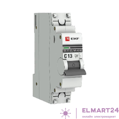 Выключатель автоматический модульный 1п C 13А 4.5кА ВА 47-63 PROxima EKF mcb4763-1-13C-pro