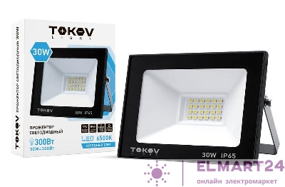 Прожектор светодиодный 30Вт 1700лм 6500К IP65 черн. (TKL) TOKOV ELECTRIC TKL-FL/LED-30-6.5K-IP65