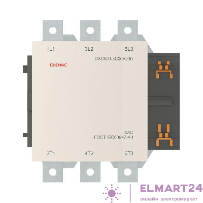 Контактор магнитный DSC500-3C00A230 500А 250кВт (AC3) 220В AC DKC DSC500-3C00A230