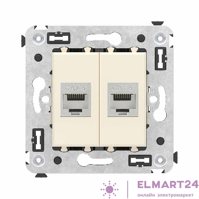 Розетка компьютерная 2-м СП Avanti "Ванильная дымка" RJ45 кат.6 без шторок экранир. механизм DKC 4405794