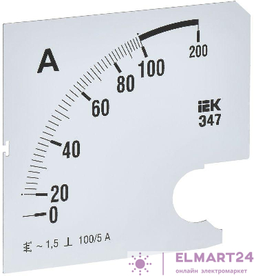 Шкала сменная для амперметра Э47 100/5А-1.5 96х96мм IEK IPA20D-SC-0100