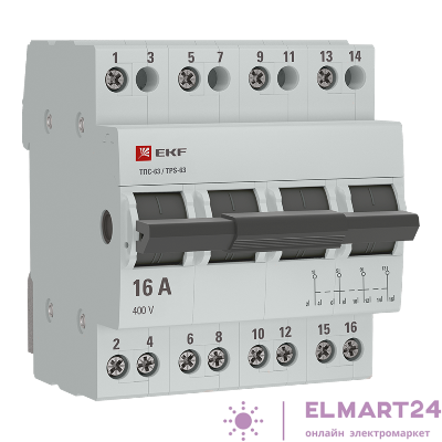 Переключатель трехпозиционный ТПС-63 4P 16А PROxima EKF TPS416