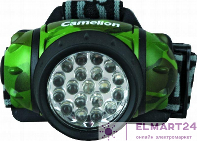 Фонарь налобный LED 5313-19F 4ML (19LED 4 режима; 3хR03 в комплекте; камуфляж) Camelion 7538